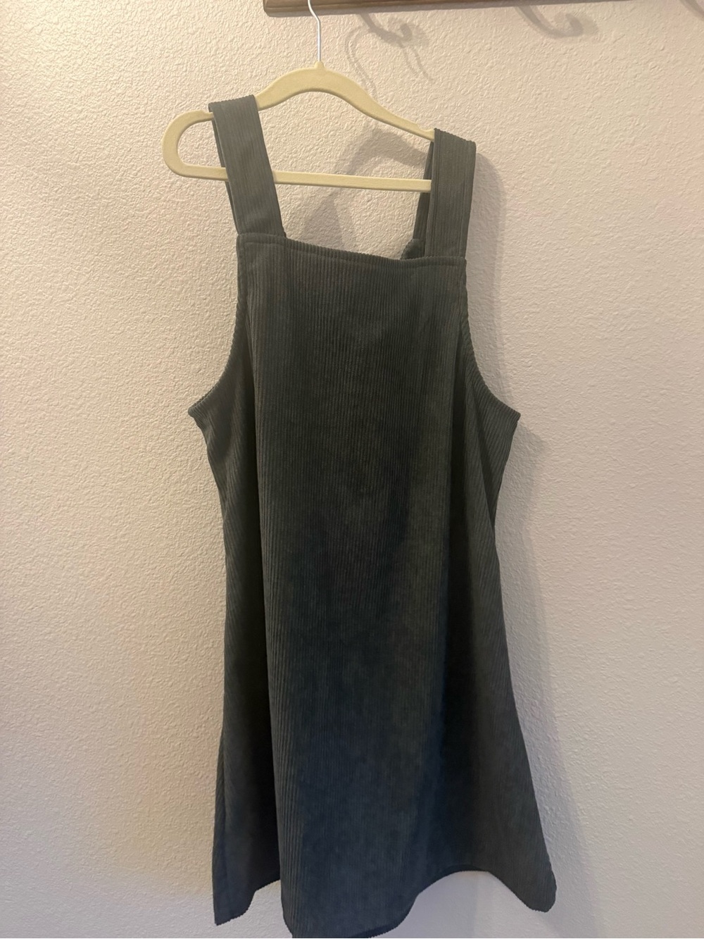 Corduroy Pinafore Dress in Olive Green